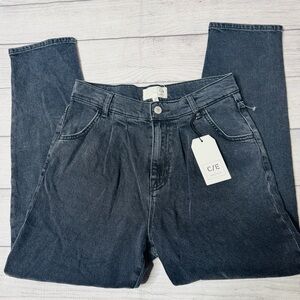 Current Elliott Women's Gravity Pleated Straight Jeans Black‎ Wash Size 27 NWT